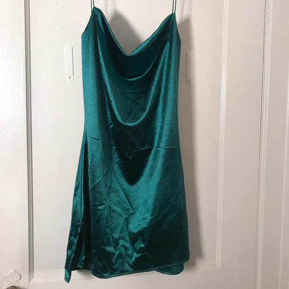 Satin Green Slip Dress - Picture 1 of 2